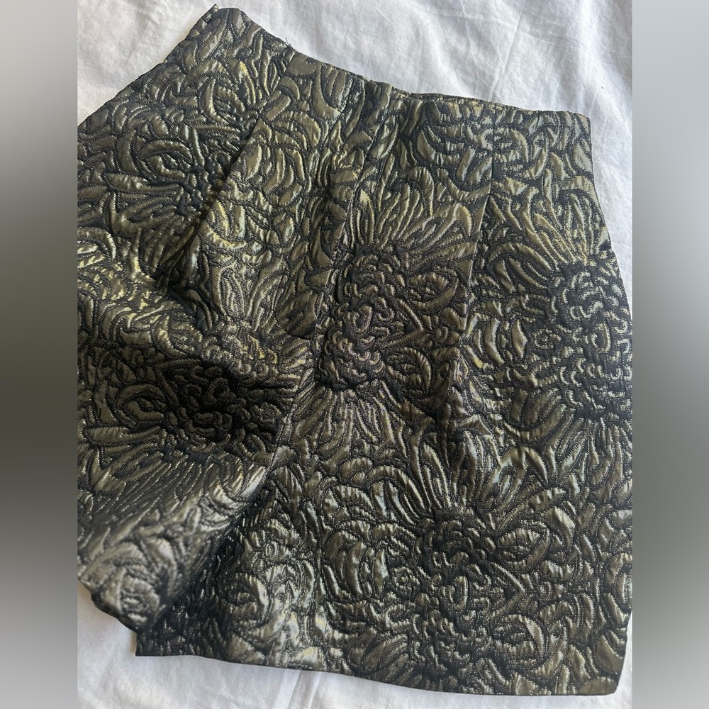 Zara Black and Gold Floral Shorts